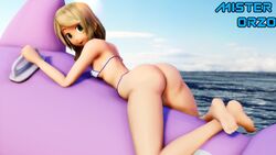 1girls 2019 3d ass bikini blonde_hair breasts emma_lange female floatie green_eyes huge_ass looking_back mikumikudance misterorzo mmd ocean open_mouth small_breasts solo swimsuit water