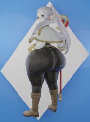 1girls 3d ass big_ass bottom_heavy bubble_butt clothing dat_ass elf elf_female fat_ass female female_only frieren green_eyes huge_ass jinouga97 large_ass looking_at_viewer looking_back massive_ass solo sousou_no_frieren staff thick_ass thick_thighs thunder_thighs white_hair wide_hips