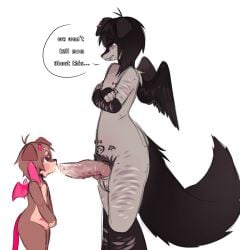 anthro anthro_on_anthro black_hair brother brown_hair cub cum cum_drip cum_in_mouth cum_on_face cumshot eudaimonicbeing full_of_cum furry fursona gray_eyes incest incubus kailynn knot knotted_penis mouthful oc older_brother original_character pierced_genitals pierced_nipples piercing pink_eyes pubes pubic_hair self_harm_scars siblings size_difference succubus succubus_horns succubus_tattoo text text_bubble young zauriph