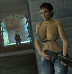 1girls 3d abs alyx_vance big_ass big_breasts black_hair bolt_on_tits breasts clothed_female clothing combine_soldier_(half-life_series) curvy curvy_body curvy_female curvy_figure edit enhanced_breasts female female_focus female_only half-life half-life:_alyx half-life_(series) half-life_2 holding_weapon human human_female miaschani short_hair shotgun solo solo_female source_filmmaker tagme tank_top tomboy torn_clothes torn_clothing valve video_game video_game_character video_game_franchise video_games wide_hips