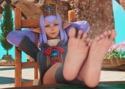 3d feet feet_focus final_fantasy final_fantasy_xiv foot_fetish looking_at_viewer prishe sharpiee smile soles soles_fetish solo solo_female