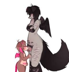 big_penis black_hair blush brother cub cum cum_in_mouth duo eudaimonicbeing furry gray_eyes horns incest incubus kailynn knot knotted_penis nipple_piercing older_male pierced_genitals piercing pink_eyes pubes self_harm_scars siblings size_difference small_waist succubus succubus_tattoo succubus_wings sucking sucking_penis tail white_background wings younger_brother zauriph