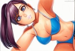 2025 ai_generated artist_name bikini blue_eyes breasts cleavage crazyfishbones elin female large_breasts long_hair looking_at_viewer solo swimsuit