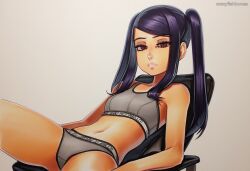 2025 ai_generated artist_name crazyfishbones female jill_stingray long_hair navel panties purple_hair sitting solo twintails underwear underwear_only