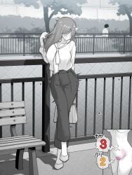 bag blush breasts commentary_request faceless faceless_female female highres kakuremino7928 large_breasts large_variant_set limited_palette long_hair neckerchief object_insertion original outdoors pants remote_control_vibrator sex_toy shirt vaginal_object_insertion vaginal_penetration variant_set vibrator vibrator_under_clothes