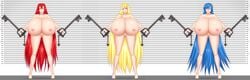 areolae beige_skin big_breasts blue_hair bluebullpen breasts choker female heart heart-shaped_pupils heart_eyes heartless kairi keyblade kingdom_hearts kingdom_key mind_control namine nipples nobody_(kingdom_hearts) nude pink_eyes pussy red_hair unversed weapon xion yellow_hair