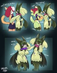 balloon cat_ears cat_tail catboy femboy femboy_on_femboy furry green_body handlebars inflatable kissing latex living_inflatable meowscarada nozzle permanent permanent_smile pool_toy rubber thick_thighs transformation