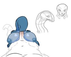 2019 alien areola artlegionary big_breasts blue_skin blush bodily_fluids bone breast_rest breasts closed_eyes duo erection fellatio female first_person_view front_view human human_penetrating humanoid humanoid_penis internal inverted_nipples lenni_(artlegionary) long_neck male male_pov multiple_images navel nipples nude oral paizuri penile penis saliva scalie sex side_view skeleton sketch skull solo_focus straight teeth titjob vein