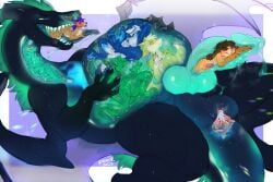 2025 anal anal_vore anthro balls belly big_belly black_body blue_balls blue_body blue_eyes blue_fur blue_penis bodily_fluids bovid caprine cock_vore dated deer dragon drooling erection famir fangs feral fur furred_dragon furred_scalie genitals goat goo_creature green_body green_fur green_mane hi_res huge_belly hybrid internal lagomorph leporid lying male mammal mane membrane_(anatomy) membranous_wings mythological_creature mythological_scalie mythology narrowed_eyes on_back oral_vore penile penis rabbit ridged_penis saliva saliva_string scalie sharp_teeth signature spread_legs spreading teeth translucent translucent_wings vein veiny_penis vore white_body white_fur wings