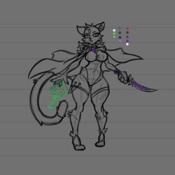 arsfromnowhere_(artist) big_breasts breasts cat_girl catgirl dnd dnd_character female sketch wide_hips