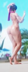 3d aikawa_aiko bandana brown_hair busty capcom female female_focus female_only hourglass_figure sakura_kasugano short_hair sling_bikini slingshot_swimsuit street_fighter street_fighter_v tagme tomboy wide_hips