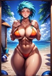 ai_generated beach bikini breasts civitai gigantic_breasts huge_breasts large_breasts ryoko_hakubi self_upload tenchi_muyo! toned_body toned_female