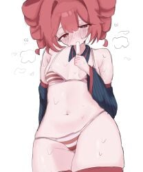 1girls 2d 2d_(artwork) blush_lines bra breasts detached_collar detached_sleeves female female_only heart hearts_around_head horny horny_female huge_thighs kasane_teto low-angle_view navel panties plump plump_thighs popsicle red_eyes red_hair skindentation slightly_chubby slightly_chubby_female small_breasts solo solo_female steam steaming_body striped_panties striped_underwear sucking sucking_popsicle sweat sweating thick_thighs thigh_gap thighhighs thighs twin_drills underwear ur_(ur_o_) utau white_background wide_hips