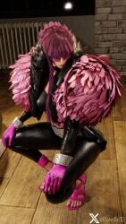 athletic athletic_female busty capcom dawdle3d female female_focus female_only french french_female hourglass_figure manon_legrand pink_hair pinup pinup_pose squatting street_fighter street_fighter_6 tagme wide_hips