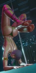 3d ass bubble_butt capcom ecchi_fighties female female_focus female_only handstand menat_(street_fighter) street_fighter street_fighter_v stripper stripper_pole tagme thong topless