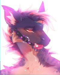 4:5 anthro ball_gag black_body black_fur black_hair bodily_fluids cheek_tuft chest_tuft dragon drooling facial_tuft famir fangs fur furred_dragon furred_scalie gag gagged hair kavir male multicolored_hair mythological_creature mythological_scalie mythology narrowed_eyes orange_body orange_fur orange_hair red_eyes saliva scalie short_hair simple_background solo teeth tuft two_tone_hair white_background