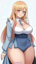 1girls ai_generated ai_loverhoney blonde_hair cleavage female kitagawa_marin large_ass large_breasts light_skin solo sono_bisque_doll_wa_koi_wo_suru thick_thighs