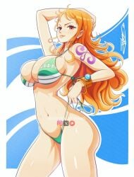 nami (one piece) from one piece by midniteblueart
