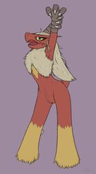 1girls 2019 anthro anthrofied avian blaziken claws feather_tuft feathers feet female female_only flat_chest fur furry furry_only hair hi_res long_hair looking_at_viewer metalisk nintendo nude open_mouth pokemon pokemon_(species) pokemon_rse pussy red_feathers simple_background solo standing tail text tuft video_games watermark yellow_eyes yellow_feathers