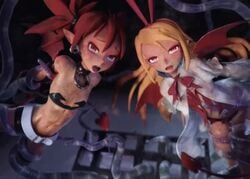 3d animated beanis blonde_hair clothing disgaea etna female flat_chest flonne from_behind implied_penetration implied_sex legs_together long_hair no_sound open_mouth penetration purple_tentacles rape restrained sex spread_legs suspension tentacle tentacles torn_clothes video