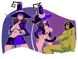 2girls :3 areola areolae aroused ass_visible_through_thighs banjo-kazooie bedroom_eyes big_breasts big_dildo black_dildo black_hair blair_(soul_eater) blue_hat blue_jacket blue_skirt breasts busty clitoris clothing confident covered_nipples crossover curvy dildo dildo_with_face eyelashes eyeshadow female female_only game_over_gruntilda green_skin gruntilda half-closed_eyes highres huge_breasts huge_dildo imminent_sex jacket large_breasts large_dildo legs_apart lesbian lips lipstick looking_at_another looking_at_partner mature_female multiple_girls multiple_views nails navel nipples no_bra painted_nails partially_clothed pubes pubic_hair purple_hair purple_lipstick purple_nails pussy rareware red_eyes seductive seductive_smile sex_toy sexually_suggestive shiny_clothes shiny_skin short_hair simple_background sitting skimpy skimpy_clothes skirt slb smile smiling smug soul_eater spread_legs standing strap-on strap-on_with_face strapon thick_thighs thong topless underwear undressing vagina veiny_dildo video_game video_games voluptuous white_background wide_hips witch witch_hat yellow_eyes yuri