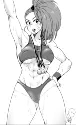 1girls abs absurd_res arm_up armpit armpits bald bald_man bandaid bandaid_on_face biceps big_breasts blush blushing breasts buruma busty cameltoe captain_mizuki clothing confident curvy erect_nipples erect_nipples_under_clothes eyelashes female female_focus fit fit_female fully_clothed gym_uniform hair_scrunchie hand_on_hip hi_res huge_breasts large_breasts looking_at_viewer male medal medals minakami monochrome muscles muscular muscular_arms muscular_female navel nipple_bulge nipples one-punch_man open_mouth pokies ponytail scrunchie sexually_suggestive shiny_clothes shiny_hair smile smiling sports_bra standing steam steaming_body surprised sweat sweatdrop sweating sweaty tank_top teeth thick_legs thick_thighs tied_hair tight_clothes tight_clothing tongue underboob voluptuous white_background wide_hips wristband