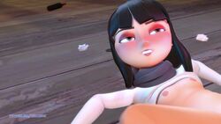 1girls 3d addie_mcallister ambiguous_penetration animated black_hair female flat_chest implied_sex lipstick makeup moaning nipples shirt_pulled_up small_breasts sound spread_legs tagme the_emoji_movie thiccsson video