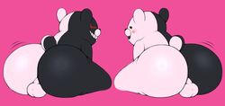 1boy anthro ass ass_focus balls big_butt blush churroboy danganronpa duo gay male male_only mammal monokuma presenting shaking_butt sitting smooth_skin ursid