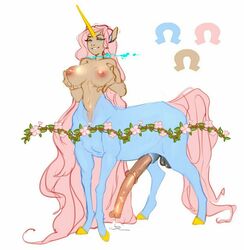 1futa animal_genitalia animal_genitalia_on_humanoid animal_penis balls beavertyan big_breasts breasts centaur cum dickgirl equine equine_penis futa_only futanari horsecock horsecock_on_humanoid huge_cock intersex long_hair nipples simple_background taur