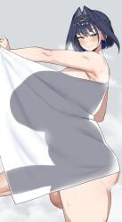 1futa 2d armpit ass balls cham22 fat_nipples futanari hololive hololive_english huge_breasts huge_cock ouro_kronii silhouette steam steaming_body towel virtual_youtuber vtuber
