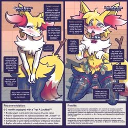 2026 anthro areye_(artist) artist_name ball_shrinking balls before_and_after big_penis_in_chastity black_body black_fur blush blush_lines body_writing braixen breast_growth breast_tattoo breasts canid chastity_cage chastity_device clothing collar condom condom_skirt digital_media_(artwork) english_text erection eyebrows female_symbol feminization filled_condom fishnet_clothing fishnet_legwear fishnet_thigh_highs fur gender_symbol gender_transformation generation_6_pokemon genitals green_eyes grey_(dgbraixen) growth gynomorph gynomorph_anthro heart_eyes heart_symbol hi_res inner_ear_fluff intersex intersex_anthro kneeling legwear lipstick lockball love_ball makeup male male_anthro male_symbol mammal mostly_nude_anthro mostly_nude_gynomorph mtg_transformation mti_transformation multicolored_body multicolored_fur nintendo nude nude_anthro nude_male penis penis_shrinking pokeball pokemon pokemon_(species) pubic_tattoo raised_inner_eyebrows red_body red_fur sexual_barrier_device solo spiked_collar spikes standing symbol tattoo text thigh_highs tongue tongue_out transformation tuft white_body white_fur writing_on_balls writing_on_genitals writing_on_thigh yellow_body yellow_fur