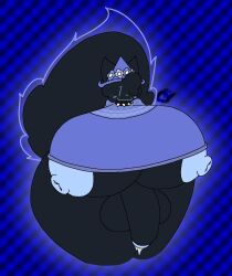 2025 anthro big_breasts big_penis black_body black_ears black_fur black_tail black_tuft blue_body blue_clothing blue_eyes blue_hat blue_headwear breasts c0smicv0id canid canine clothing collar flower flower_crown fur futanari genitals hat headgear headwear hi_res huge_breasts huge_cock hyper hyper_breasts intersex jammy_(queerassdog) mammal neckwear penis plant sillysona solo tail tuft