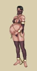 captive captured captured_heroine dubious_consent fuccbou pregnant pregnant_belly pregnant_female ready_to_pop slave slave_bikini slave_collar slave_outfit slavegirl