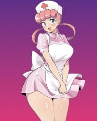 1girls ai_assisted ai_generated big_breasts blue_eyes blush blushing_at_viewer breasts cute cute_face dress eyelashes flowing_clothing hands_together happy holding_own_hand large_breasts light-skinned_female light_skin looking_at_viewer nurse nurse_clothing nurse_hat nurse_joy nurse_outfit nurse_uniform open_mouth paulinebabe pink_dress pink_hair pokemon pokemon_(game) pokemon_anime pose posing posing_for_the_viewer shiny shiny_clothes shiny_hair shiny_skin smile smiling_at_viewer thighs thighs_together