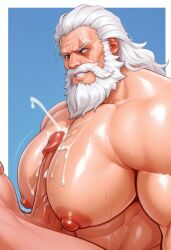 2boys 2men abs ai_art ai_generated bara bara_tiddies bara_tits beard big_chest big_cock big_dick big_pecs big_pectorals big_penis chest cock cum cum_on_chest cum_on_pecs cum_on_pectorals cumshot dick dilf facial_hair falsead_(artist) gay gay_male gay_sex gdilf large_pecs large_pectorals light-skinned_male light_skin light_skinned_male male male/male male_only male_paizuri man_boobs man_tits mature_male moustache muscular muscular_male nipples older_male overwatch pecjob pecs pecs_bigger_than_head pectorals penis pubes pubic_hair reinhardt scar scar_across_eye scar_on_face veiny_cock veiny_dick veiny_penis white_eye white_hair white_hair_male