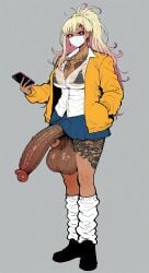 1futa ai_generated big_balls big_breasts big_penis blonde_hair covered_face dark_skin eyebrows face_mask facial_tattoo futa_only futaalover futanari gigantic_penis gigantic_testicles gyaru hands_in_pockets holding_phone huge_balls huge_cock jacket large_breasts large_testicles loose_socks makeup medical_mask micro_bikini necklace penis penis_under_skirt ponytail sagging_balls sagging_testicles school_uniform see-through_bra see-through_clothing smartphone standing surgical_mask tattoo tattoo_on_breast tattoo_on_chest tattoo_on_face tattoo_on_thigh underwear veiny_penis veiny_testicles