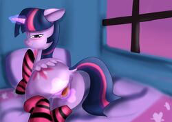 absurd_res anus bed blush clothing dock female friendship_is_magic hi_res iloota jbond legwear magic my_little_pony nude painting pattern_clothing pattern_legwear pillow presenting princess_twilight_sparkle_(mlp) pussy socks solo spread_pussy spreading striped_clothing striped_legwear striped_socks stripes twilight_sparkle_(mlp) window