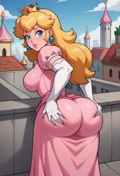 ai_generated ass big_ass dress dress_inside_ass female mario_(series) nintendo princess_peach solo