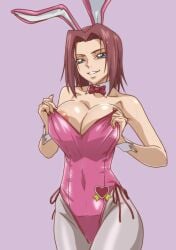 bunny_girl bunnysuit censored code_geass female female kallen_stadtfeld kyabakurabakufu large_breasts red_hair short_hair