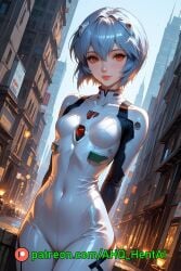 1girls ahq_hentai ai_generated blue_hair blush breasts city neon_genesis_evangelion petite plugsuit rei_ayanami solo_female stable_diffusion