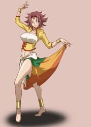 barefoot clothed clothed_female code_geass female kallen_stadtfeld kyabakurabakufu large_breasts red_hair short_hair