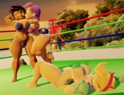 3d 3girls after_fight amity_blight ass big_ass big_butt bikini blonde_hair boxing boxing_gloves boxing_ring canon_couple company_connection couple crossover curvy dark-skinned_female dark_skin disney disney_channel disney_xd female female_focus female_only fighting_ring green_bikini green_boxing_gloves green_gloves hug josugomezofficialnew knocked_out large_ass latina light-skinned_female light_skin long_hair luz_noceda massive_breasts outdoors purple_hair short_hair star_butterfly star_vs_the_forces_of_evil the_owl_house thick thick_butt thick_hips thick_thighs thighs wide_hips yuri