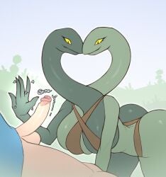 2_heads absurd_res adventure_time anthro ass balls big_breasts big_butt breasts cartoon_network clothed clothing dryvial duo female female_focus finn_the_human genitals hi_res human life_(adventure_time) male male/female mammal multi_head partially_clothed penis reptile scalie snake