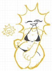 arcaned_roses big_breasts bikini fanart female roses_arcaned sketch sun winking_at_viewer