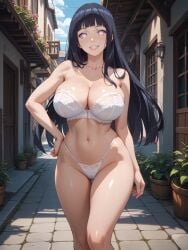 ai_generated ass big_breasts black_hair hyuuga_hinata isogil long_hair naruto naruto_(series) sexy_pose white_bra white_eyes white_panties white_underwear