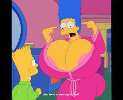 areola bart_simpson big_ass blue_hair huge_breasts marge_simpson massive_breasts milf my_eyes_are_up_here older_female robe staring_at_breasts the_simpsons turboranger younger_male