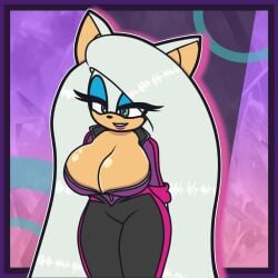 absurdly_long_hair anthro big_breasts furry huge_breasts long_hair rouge_the_bat rouge_the_bat_(prime) shortstack sonic_(series) sonic_prime sonic_the_hedgehog_(series) very_long_hair xyztrrz