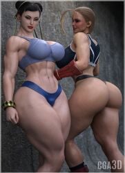 2girls athletic_female big_breasts cammy_white capcom cga3d chun-li dat_ass pawg street_fighter street_fighter_6 tagme thick_ass thick_thighs