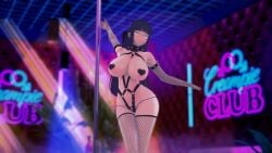 big_ass big_breasts big_butt big_nipples big_thighs bondage bondage hyuuga_hinata koikatsu naruto naruto:_the_last naruto_(series) pink_nipples pole pole_dancing slut_collar slutty_clothing white_body white_skin