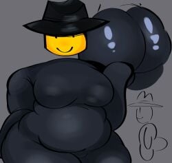 1girls ass black_body black_hat breasts caked_up fat fat_ass fat_butt female forsaken_(roblox) genderbent mafioso_(dream_game) roblox roblox_game robloxian rule_63 smile smiley_face thick_thighs thighs thighs_bigger_than_head yellow_head